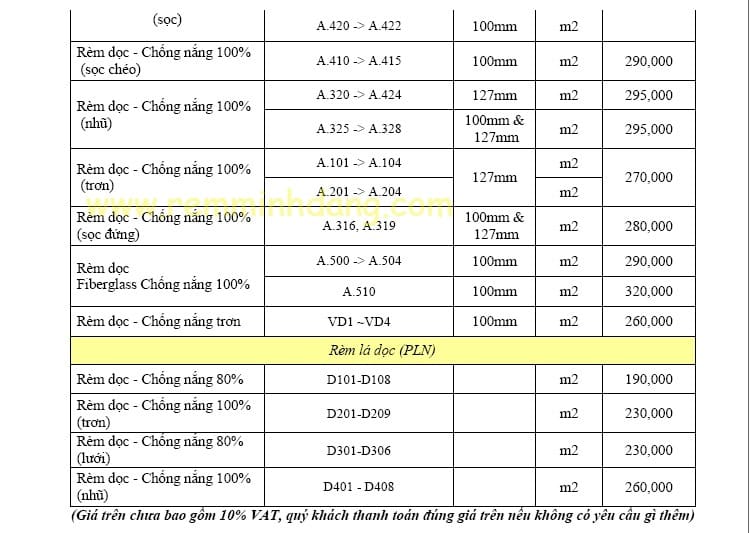 Báo giá rèm lá dọc Báo giá rèm lá dọc