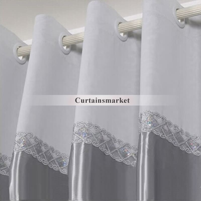 Trang trí chất Polyester Sẵn sàng làm rèm cửa dài màu xám cho phòng khách