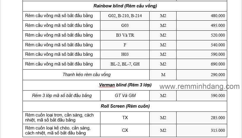 BÁO GIÁ RÈM CỬA