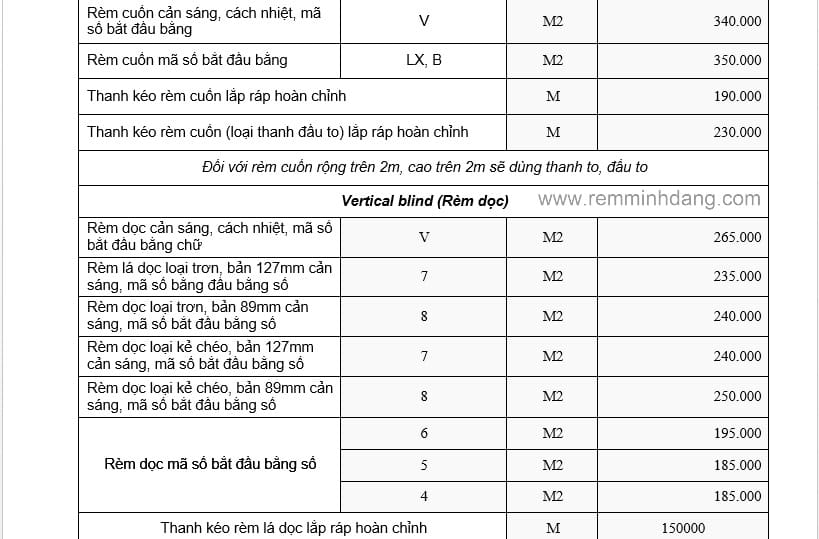 BÁO GIÁ RÈM CỬA