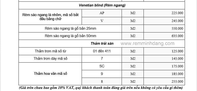 BÁO GIÁ RÈM CỬA