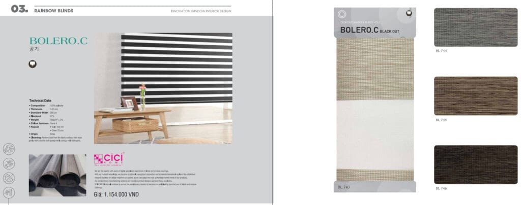 Mau sau rem cau vong Star Blinds Bảng màu rèm cầu vồng Hàn Quốc Ecohome mã Bolero