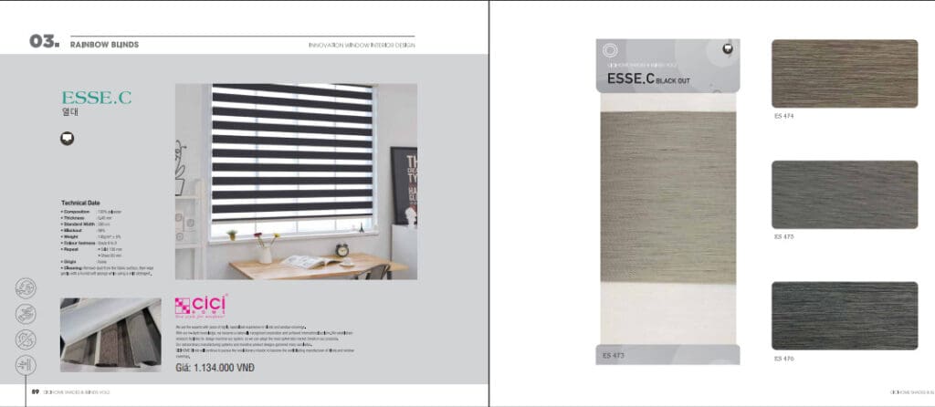 Mau sau rem cau vong Star Blinds Rèm cầu vồng Hàn Quốc Ecohome Esse Sang Trọng