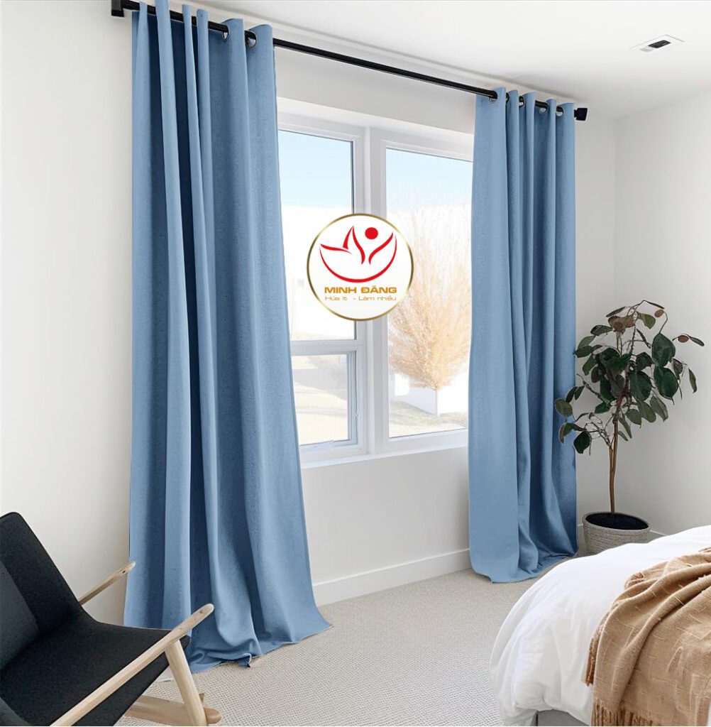 Mẫu Rèm Vải Trơn Một Màu Xanh Cao Cấp Mã BYG27 05 1